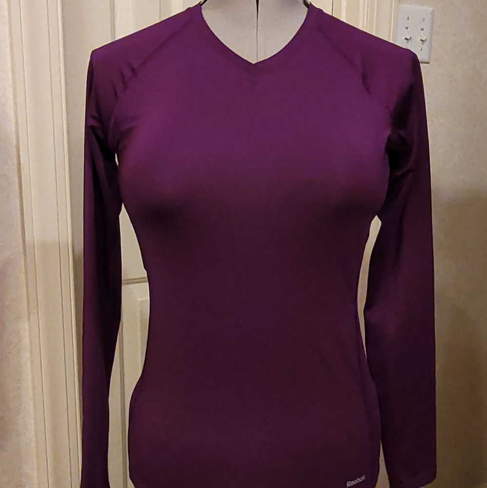 Reebok Play Dry V-neck Long Sleeve Shirt Size Medium